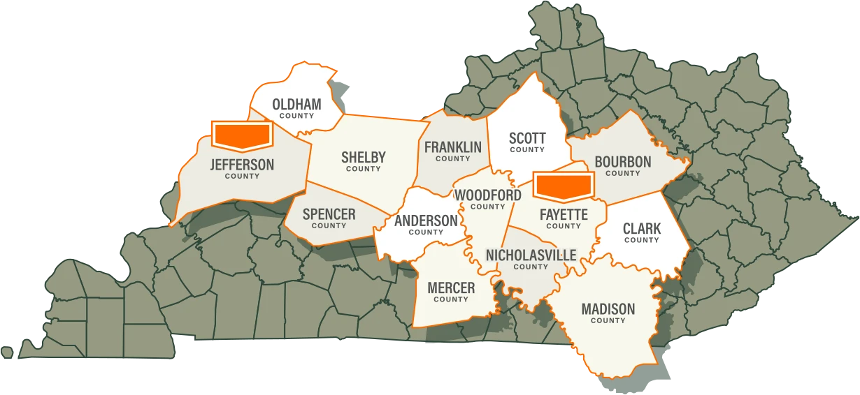 Kentucky Pest Control Service Area Map