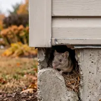 mouse peaking out of corner of a home