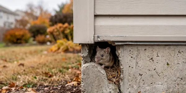 mouse peaking out of corner of a home